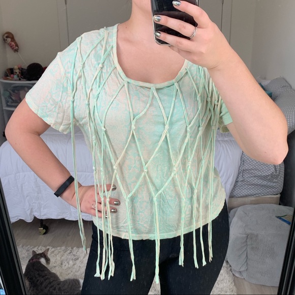 Fringe Knot Snakeskin Print T Shirt - Picture 4 of 8